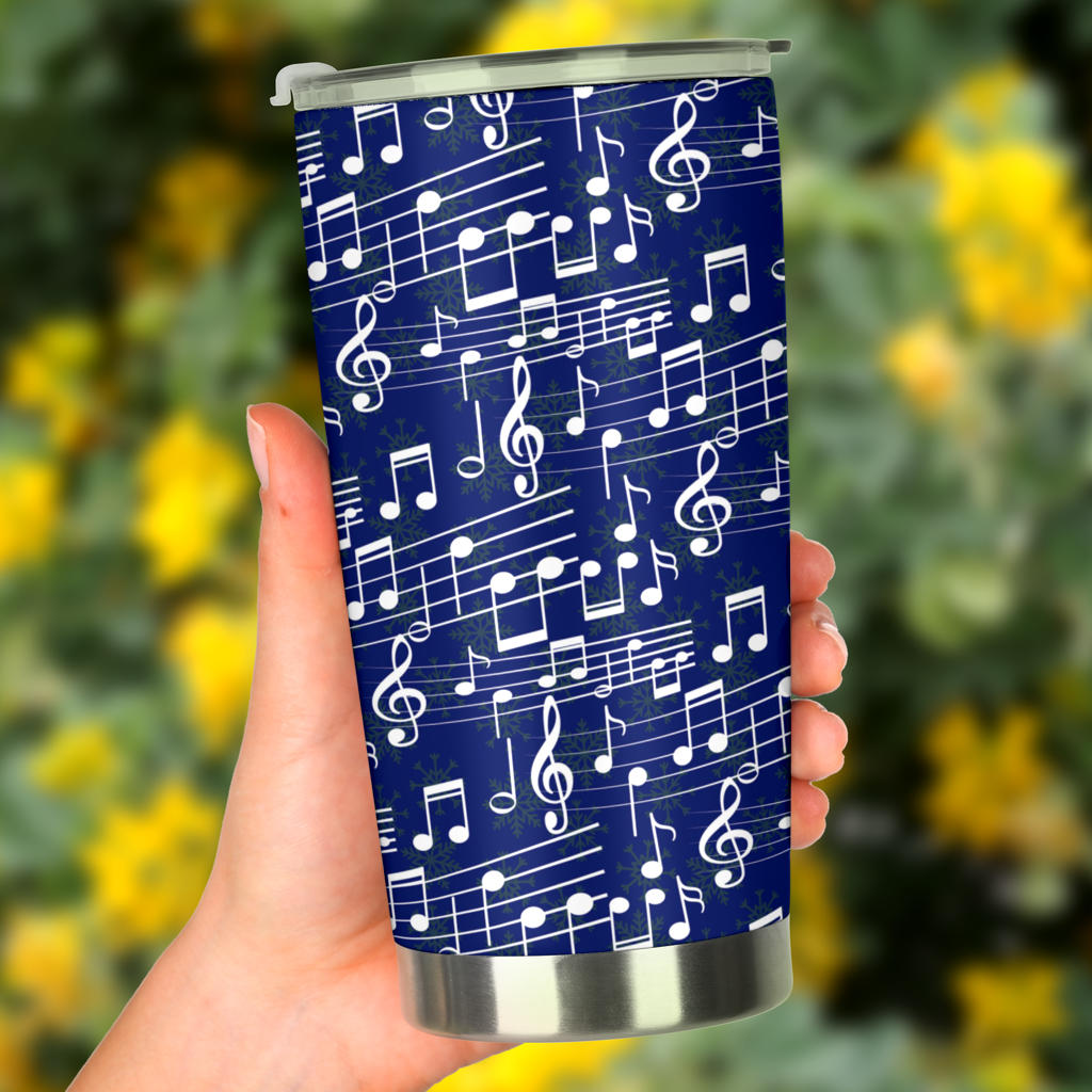 Music Note Blue Themed Print Tumbler