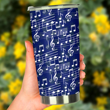 Music Note Blue Themed Print Tumbler