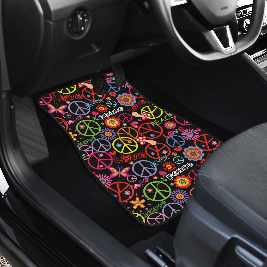 Peace Sign Colorful Design Print Car Floor Mats Front Back