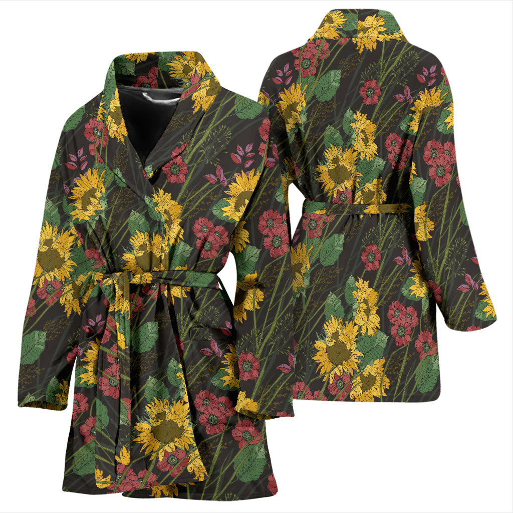 Sunflower Print Design LKS303 Women Bathrobe