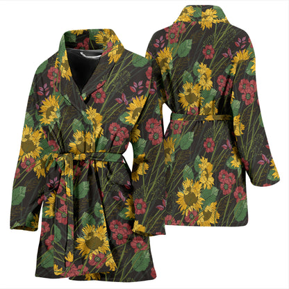 Sunflower Print Design LKS303 Women Bathrobe