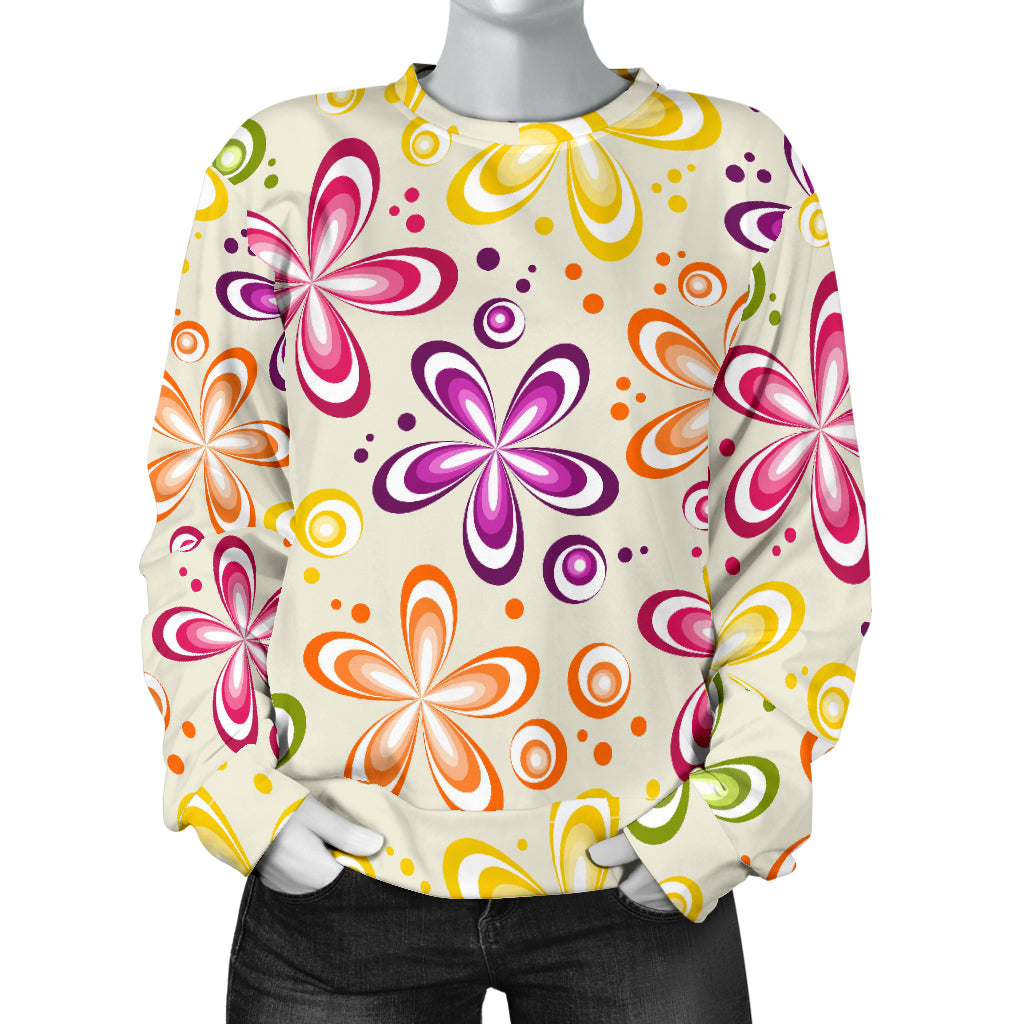 Flower Power Colorful Design Print Women Long Sleeve Sweatshirt