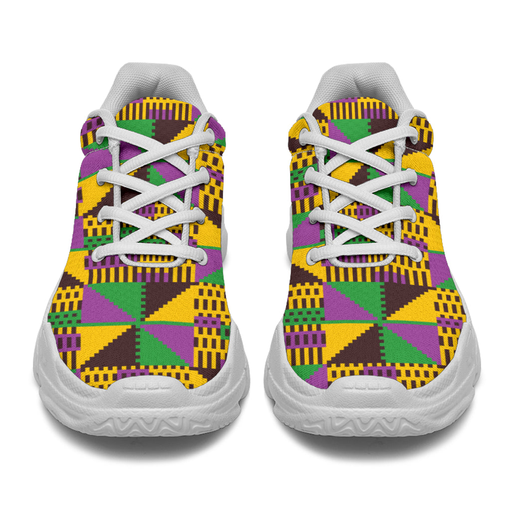 Kente Triangle Design African Print Chunky Sneakers