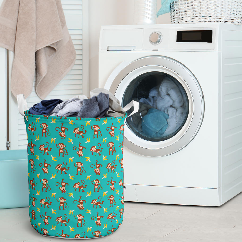 Monkey Banana Design Themed Print Laundry Basket