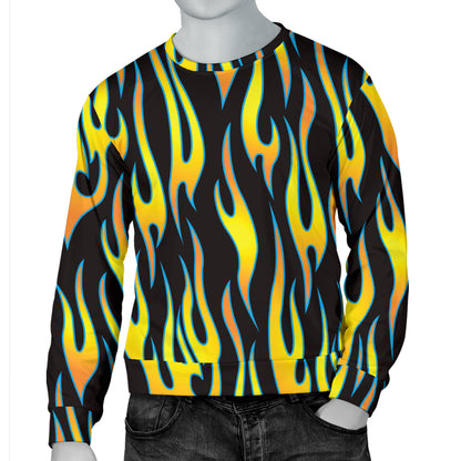 Flame Fire Yellow Pattern Men Long Sleeve Sweatshirt