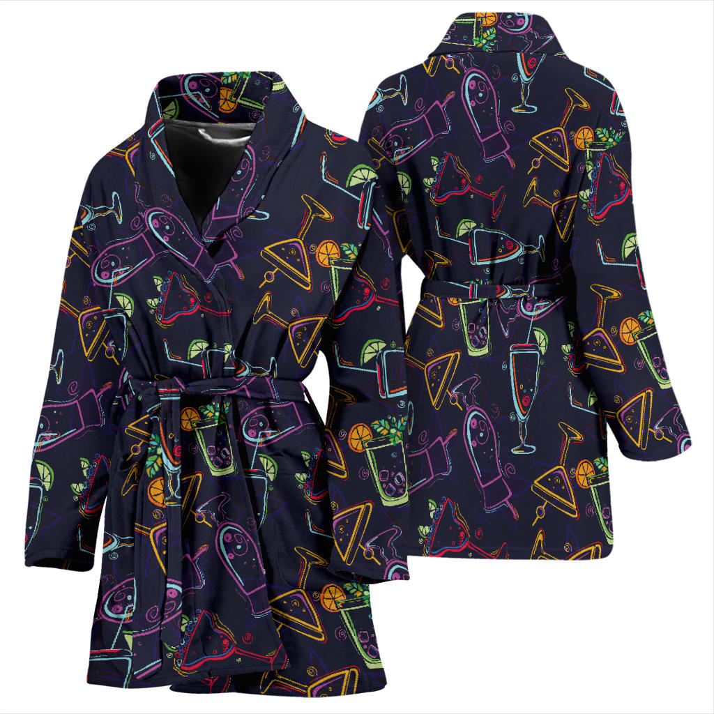 Cocktail Pattern Print Design 04 Women Bathrobe