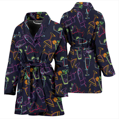 Cocktail Pattern Print Design 04 Women Bathrobe
