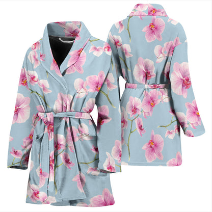 Orchid Pattern Print Design A01 Women Bathrobe