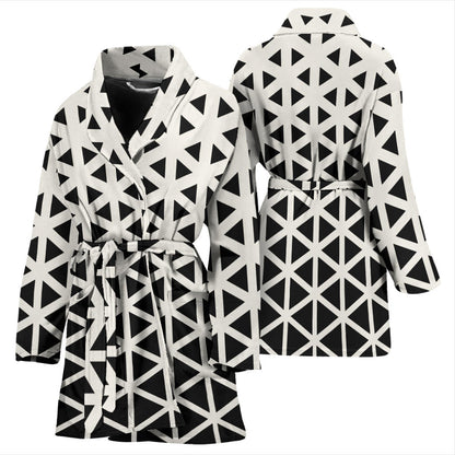 Geometric Black White Pattern Print Design 03 Women Bathrobe