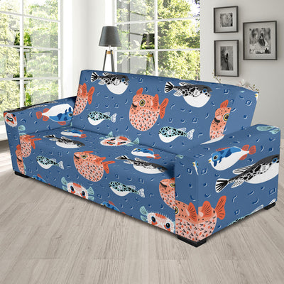 Fugu Pattern Print Design 02 Sofa Slipcover