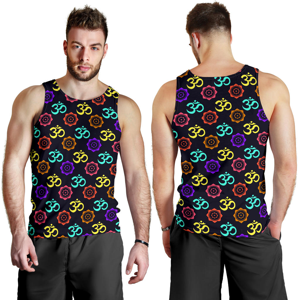 Chakra OM Print Pattern Men Tank Top