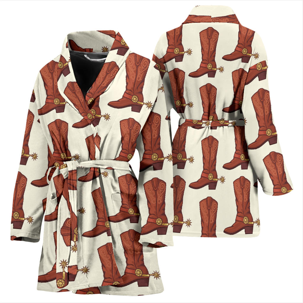 Cowboy Pattern Print Design 06 Women Bathrobe