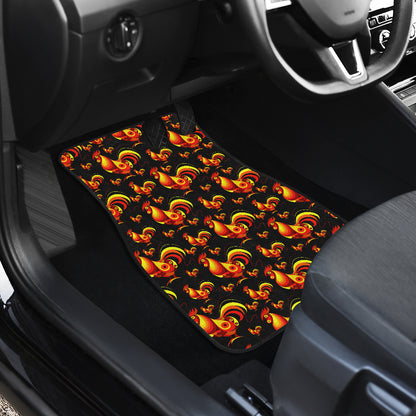 Rooster Print Themed Car Floor Mats Front Back