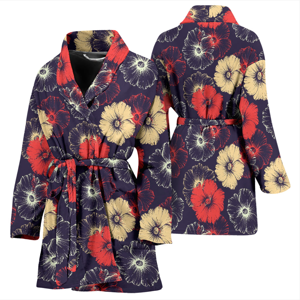 Tropical Flower Print Design LKS302 Women Bathrobe