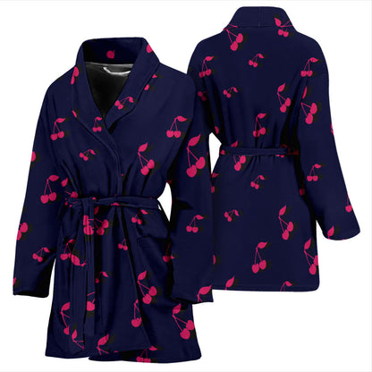 Cherry Pattern Print Design 02 Women Bathrobe
