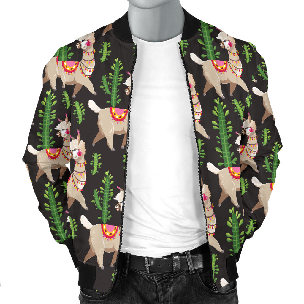Alpaca Cactus Design Themed Print Men Bomber Jacket