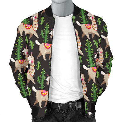 Alpaca Cactus Design Themed Print Men Bomber Jacket