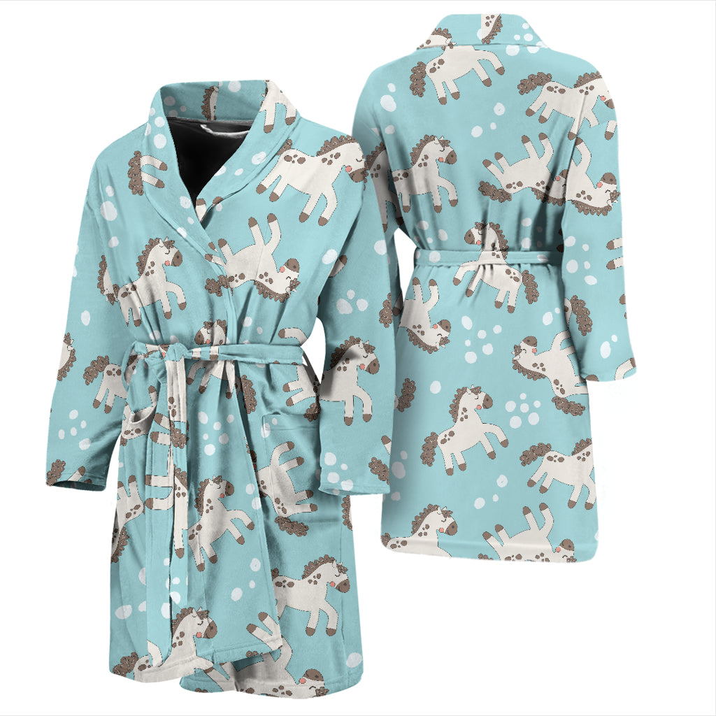 Horse Cute Print Design LKS306 Men Bathrobe