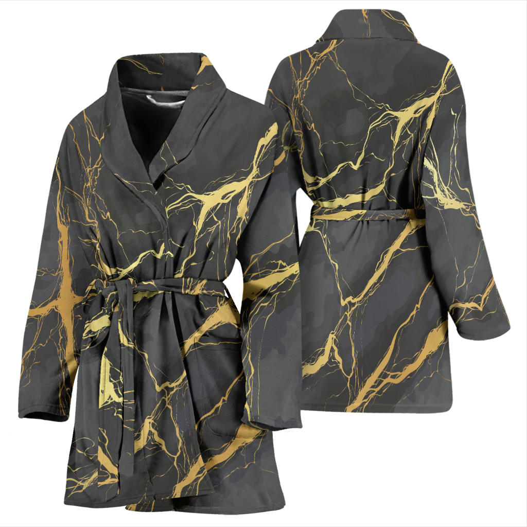 Marble Pattern Print Design 02 Women Bathrobe