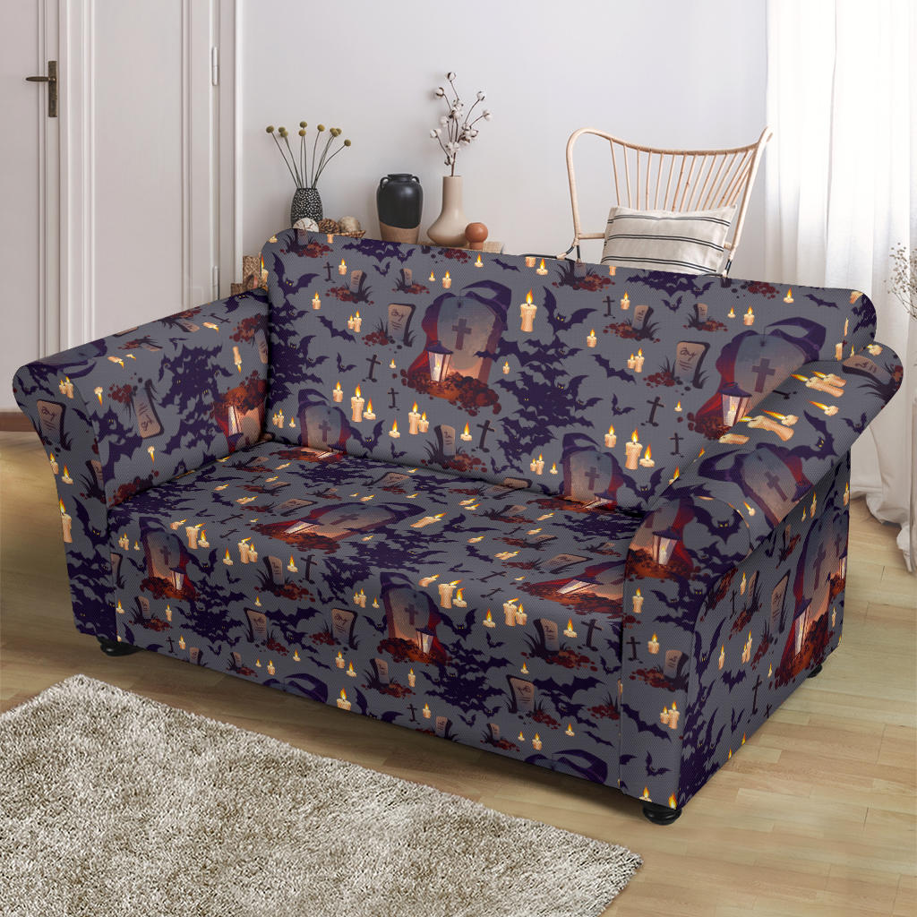 Creepy Graveyard Print Design LKS301 Loveseat Couch Slipcover