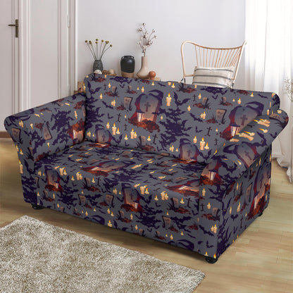 Creepy Graveyard Print Design LKS301 Loveseat Couch Slipcover
