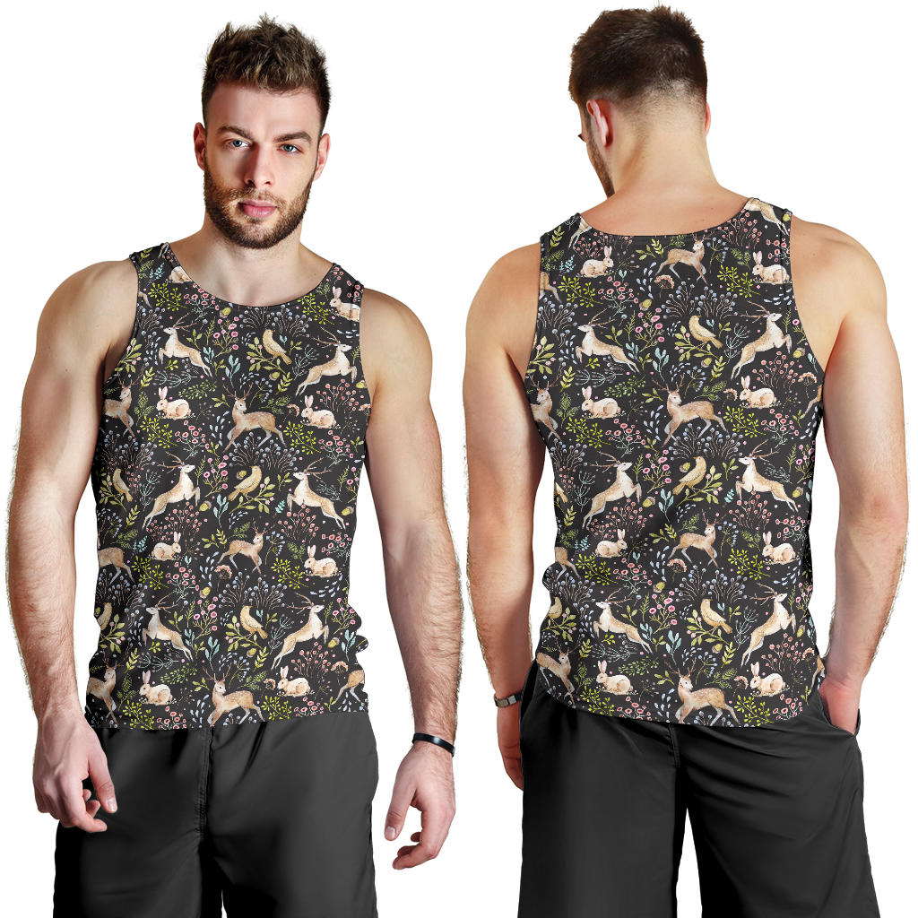Deer Floral Jungle Men Tank Top