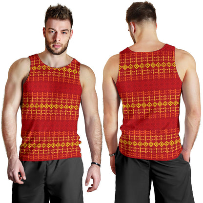 Southwest Red Gold Design Themed Print Men Tank Top