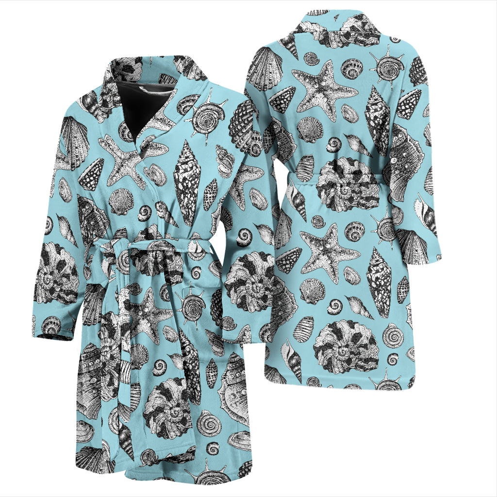 Seashell Beach Print Design LKS302 Men Bathrobe