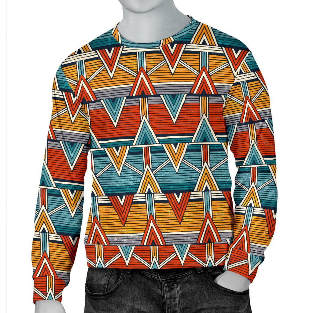 Kente Print African Design Themed Men Long Sleeve Sweatshirt