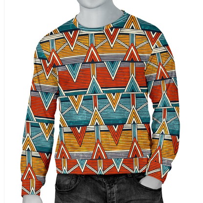 Kente Print African Design Themed Men Long Sleeve Sweatshirt