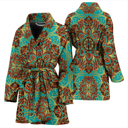 Medallion Pattern Print Design 02 Women Bathrobe