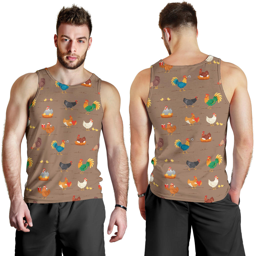 Chicken Happy Print Pattern Men Tank Top