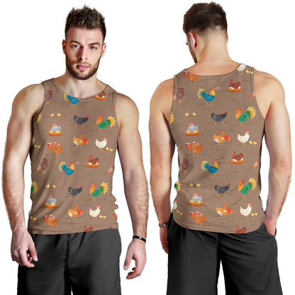 Chicken Happy Print Pattern Men Tank Top