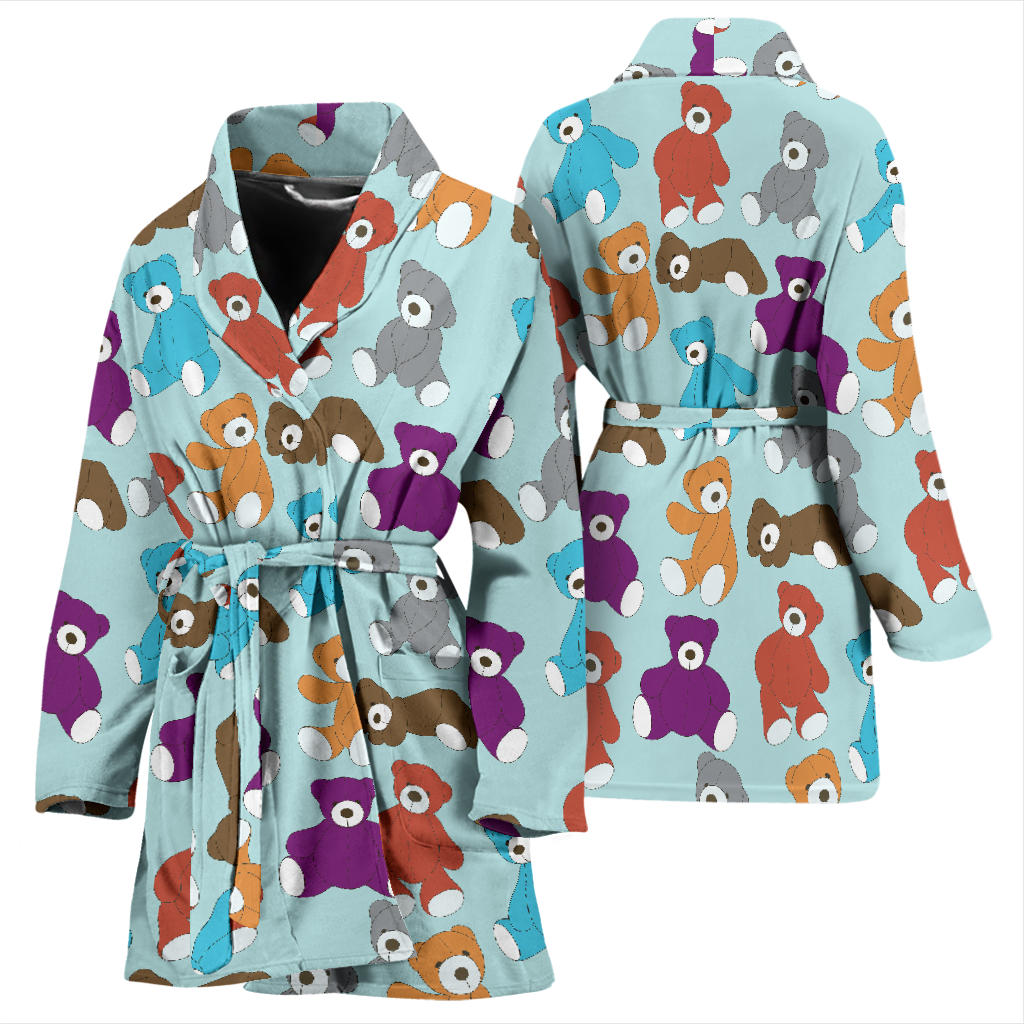 Bear Cute Pattern Print Design 03 Women Bathrobe