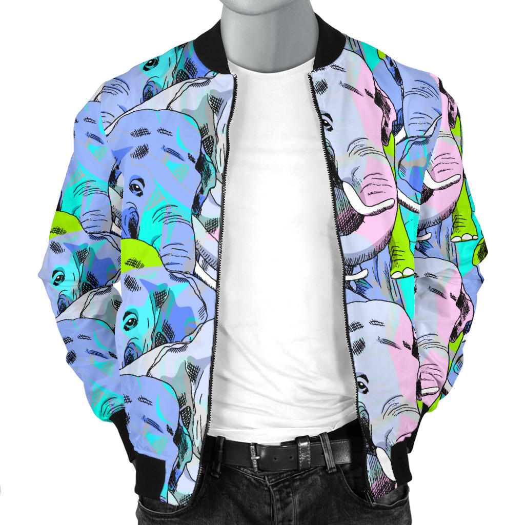 Elephant Art color Print Pattern Men Bomber Jacket