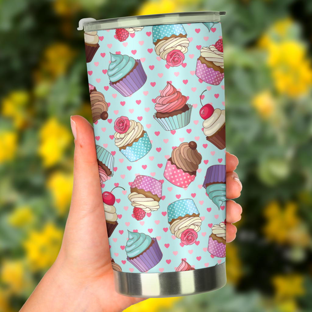 Cupcakes Fancy Heart Print Pattern Tumbler