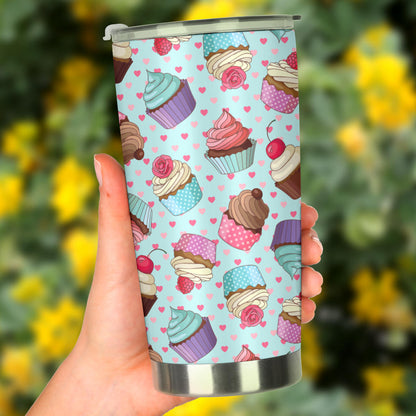 Cupcakes Fancy Heart Print Pattern Tumbler