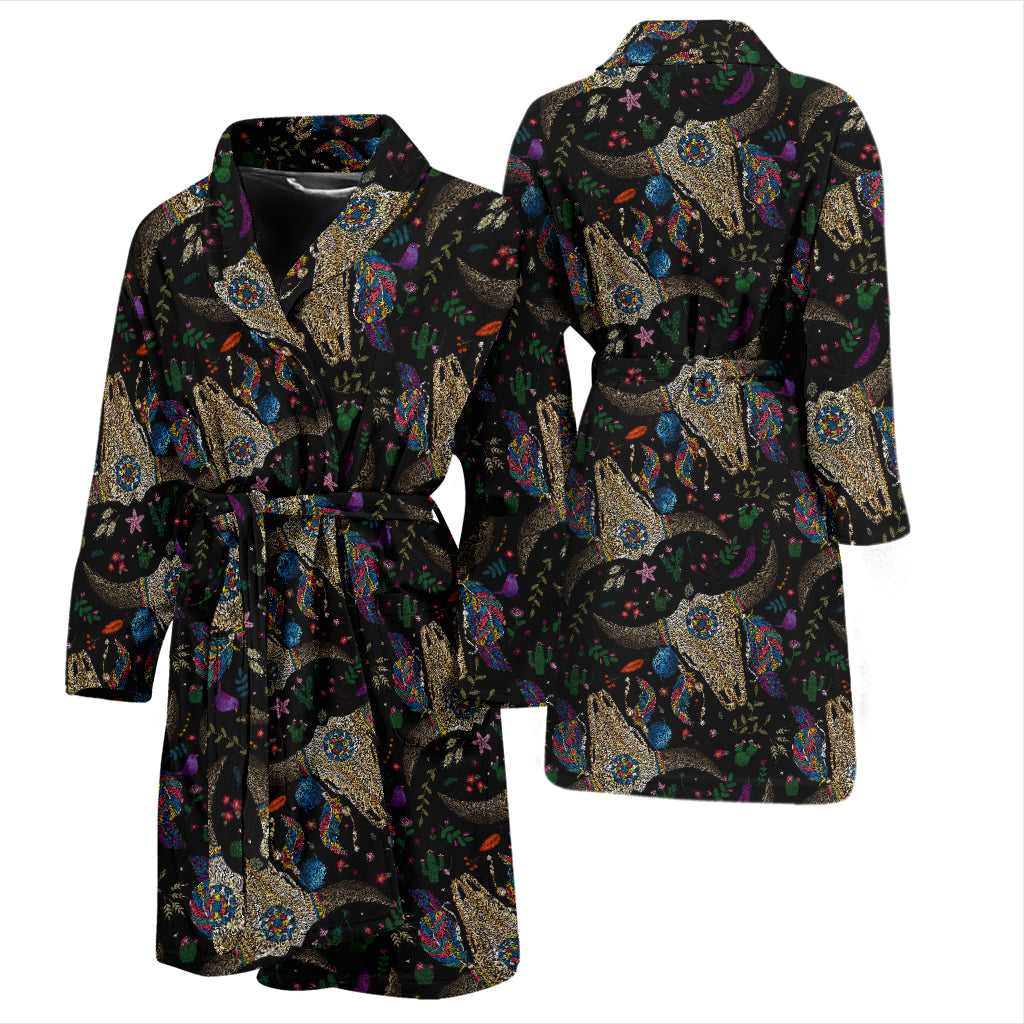Buffalo Head Print Design LKS401 Men Bathrobe