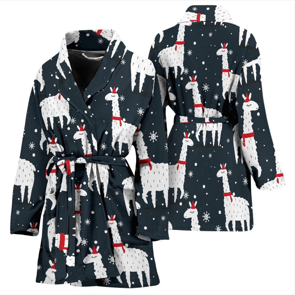 Alpaca Pattern Print Design 04 Women Bathrobe