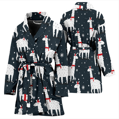Alpaca Pattern Print Design 04 Women Bathrobe