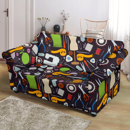 Sewing Equipment Print Design LKS308 Loveseat Couch Slipcover