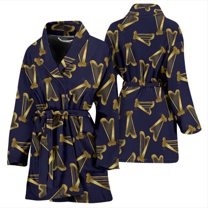 Harp Print Design LKS401 Women Bathrobe