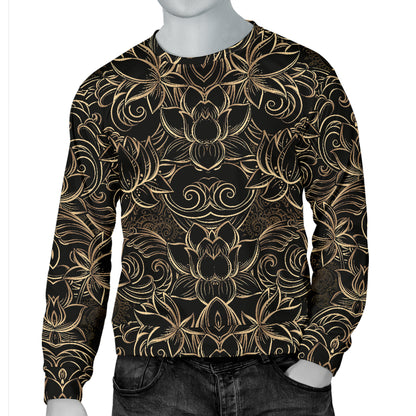 Lotus Gold Mandala Design Themed Men Long Sleeve Sweatshirt