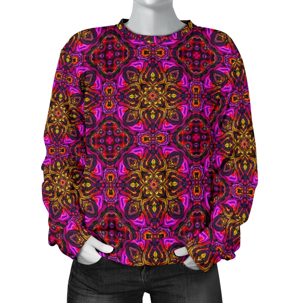 kaleidoscope Abstract Print Design Women Long Sleeve Sweatshirt