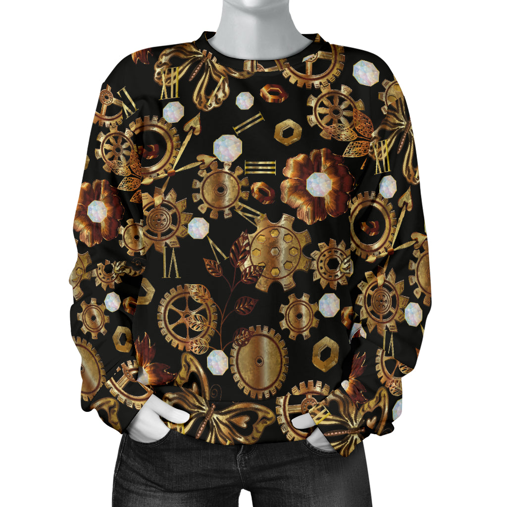 Steampunk Butterfly Design Themed Print Women Long Sleeve Sweatshirt