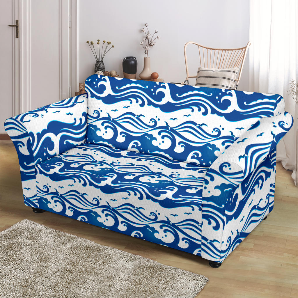 Wave Print Design LKS303 Loveseat Couch Slipcover