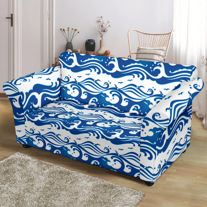 Wave Print Design LKS303 Loveseat Couch Slipcover