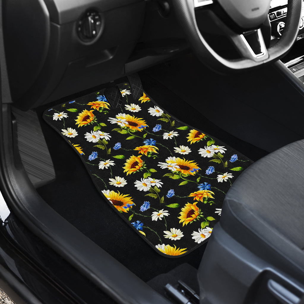 Sunflower Chamomile Bright Color Print  Car Floor Mats Front Back