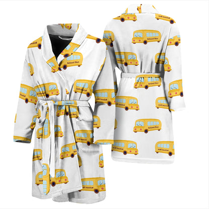 School Bus Print Design LKS306 Men Bathrobe