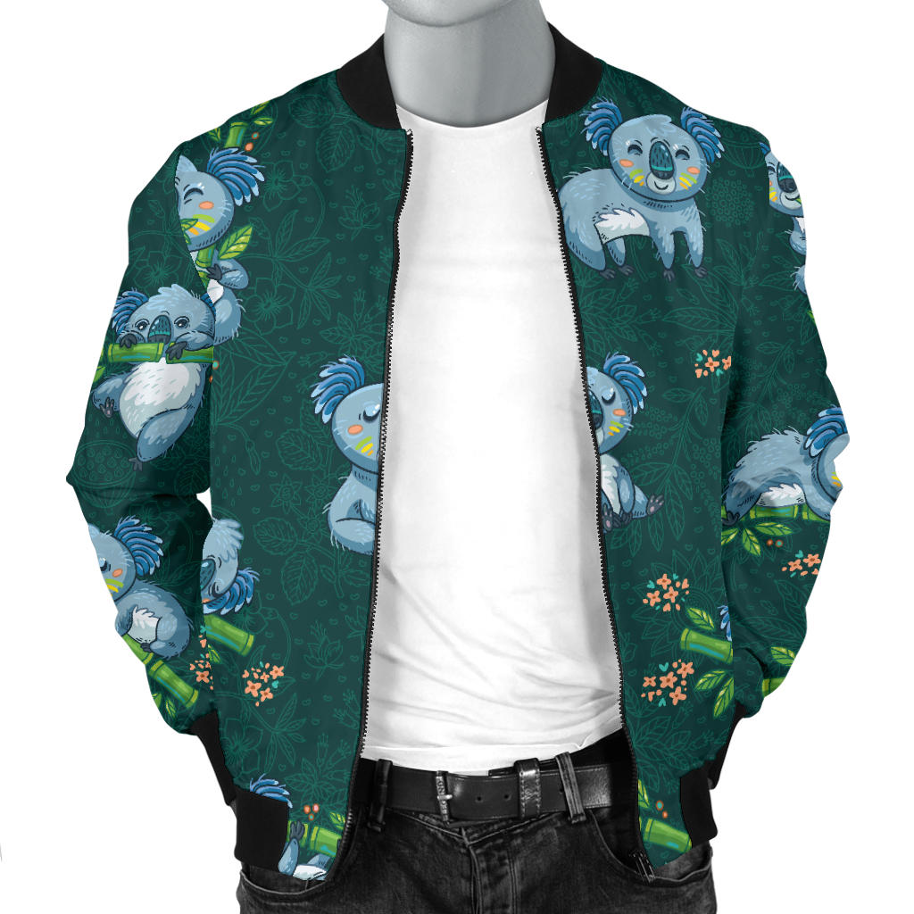 Koala Blue Design Print Men Bomber Jacket